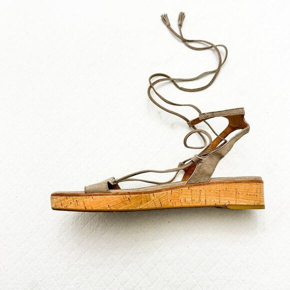 Frye Lace Up Leather Sandals Gray/Tan Ash Style 3471334 Size 9 - Picture 4 of 7